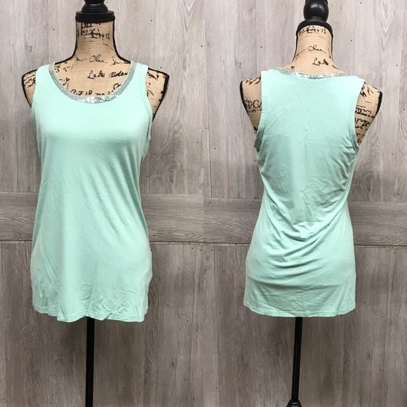 The Limited Sequin Detail Mint Tank Top BB399 - Picture 1 of 5